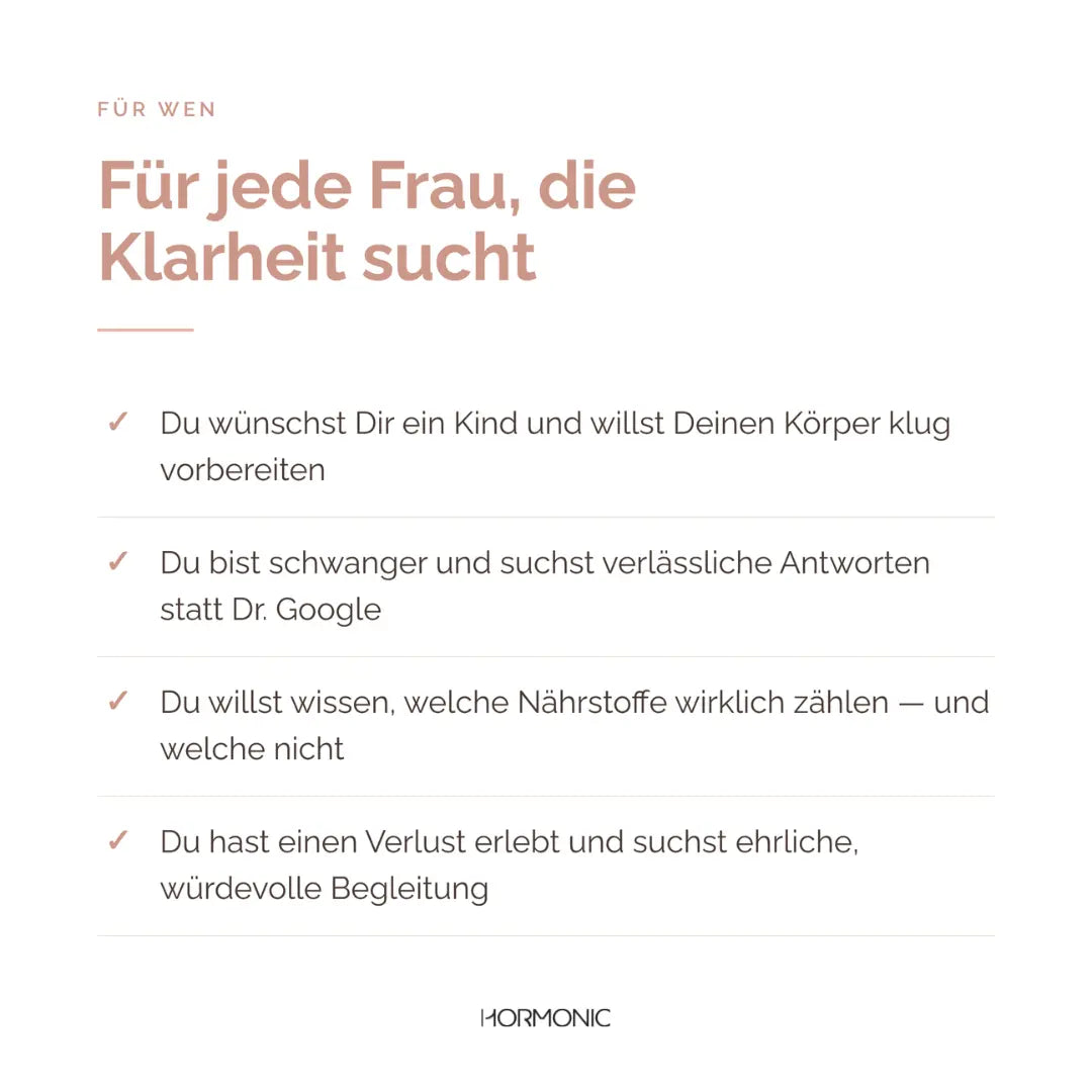 Zielgruppen-Übersicht des Pregnancy Kompass für Frauen mit Kinderwunsch, Schwangere und nach einem Verlust